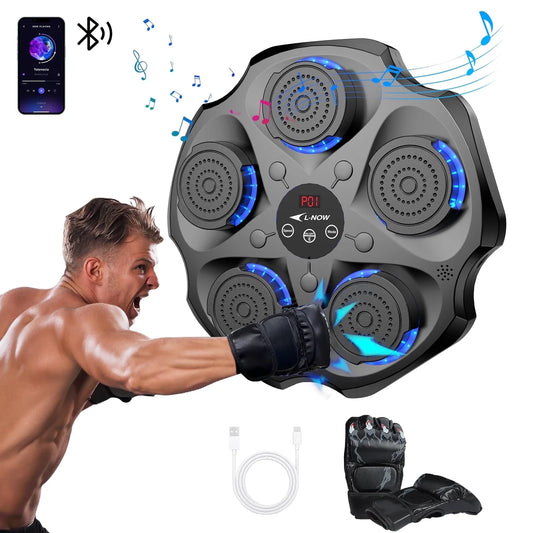 Music Boxing Machine with Boxing Gloves, Wall Mounted Smart Bluetooth Music Boxing Trainer, Electronic Boxing Target Workout Punching Equipment for Home, Indoor and Gym